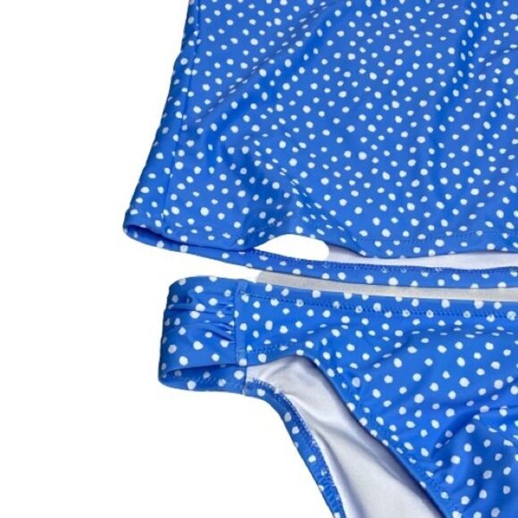 Jessica Simpson NWT blue and white polka dot tankini size S - Picture 12 of 16